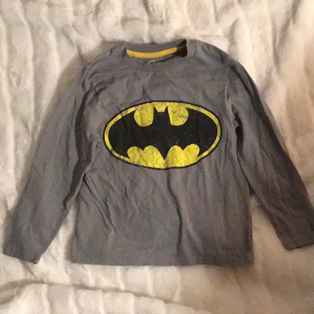Grey yellow Batman long sleeve boys tee